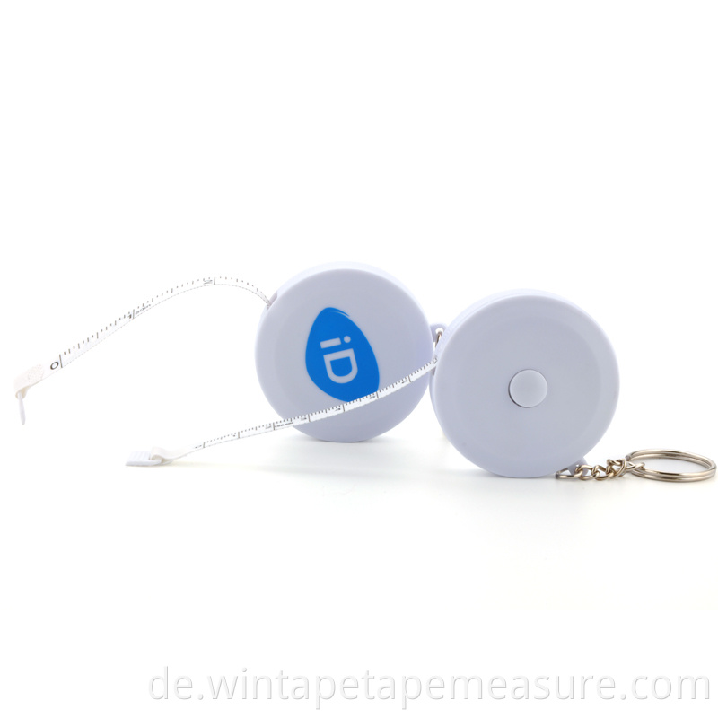 Großhandel kundengebundenes Druck-tragbares klares Skala-weißes Mini-Schneidband-Maß mit Schlüsselbund